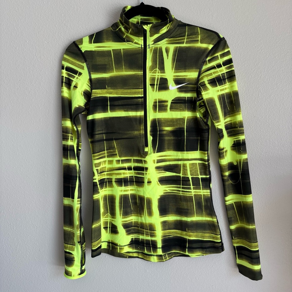 Nike Neon Yellow and Black Long Sleeve Top